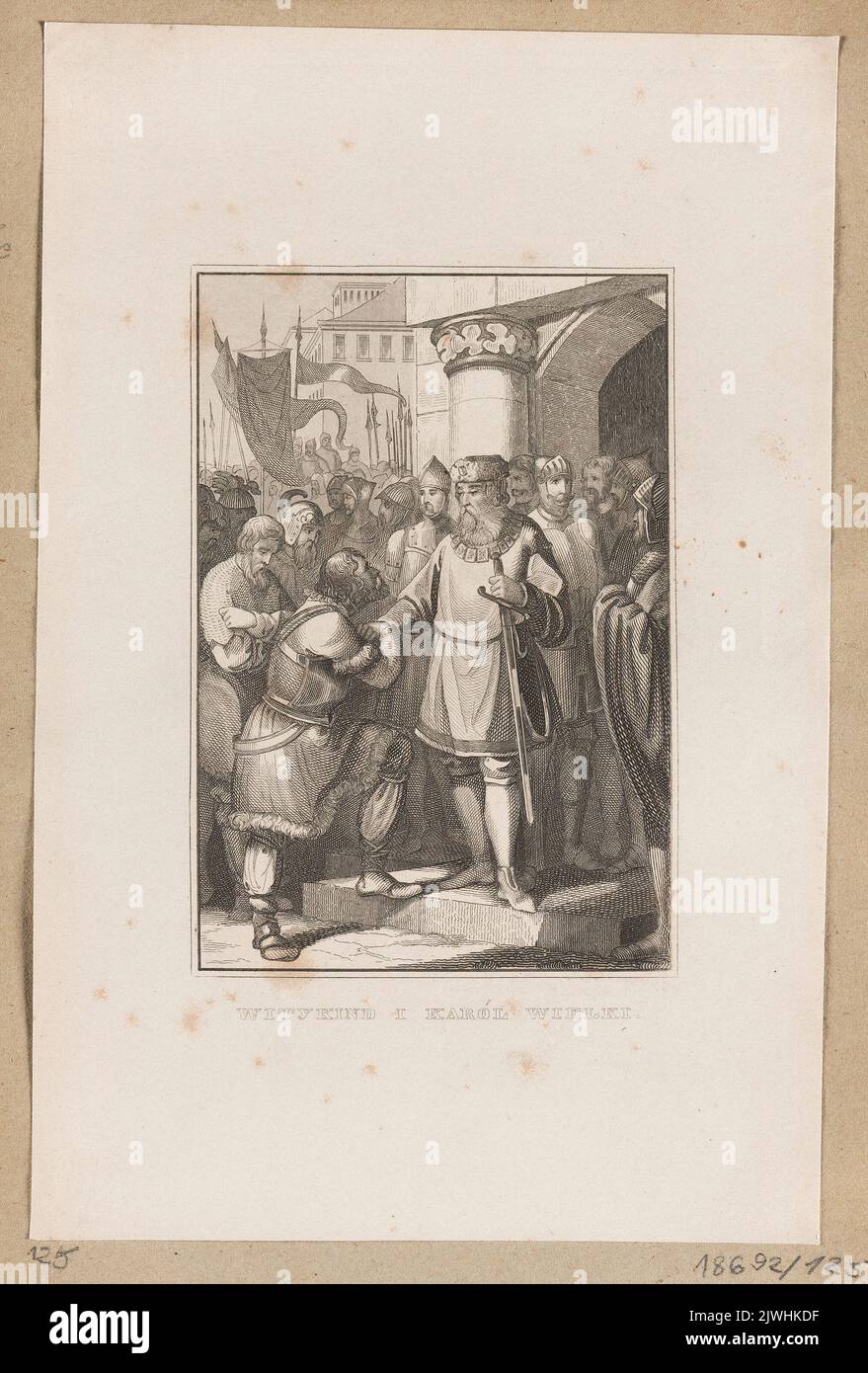 Widukind et Charles le Grand (illustration dans: Cesar Cantu, Histoire générale, Varsovie 1853-1857). Orgelbrand, Samuel (Warszawa ; wydawnictwo, drukarnia ; fl. 1836-1919), employeur marchand, inconnu, artiste graphique Banque D'Images