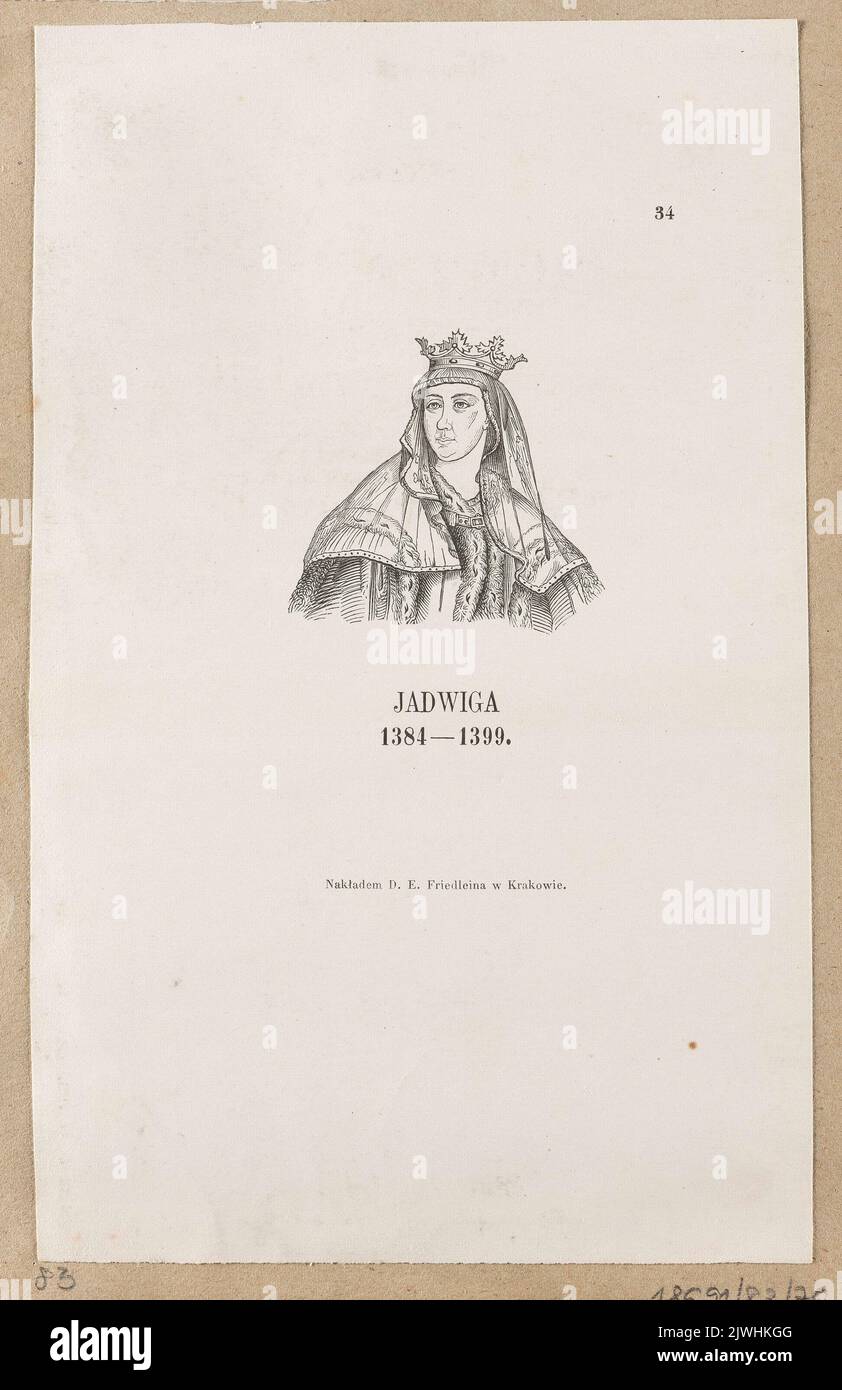 Jadwiga, Reine de Pologne. Friedlein, Rudolf Fryderyk (1811-1873), librairie, inconnu, graphiste, Friedlein, Daniel Edward (1802-1855), éditeur Banque D'Images