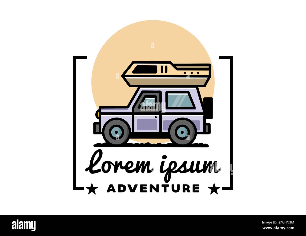 Motif badge d'illustration pour camping-car hors route Illustration de Vecteur