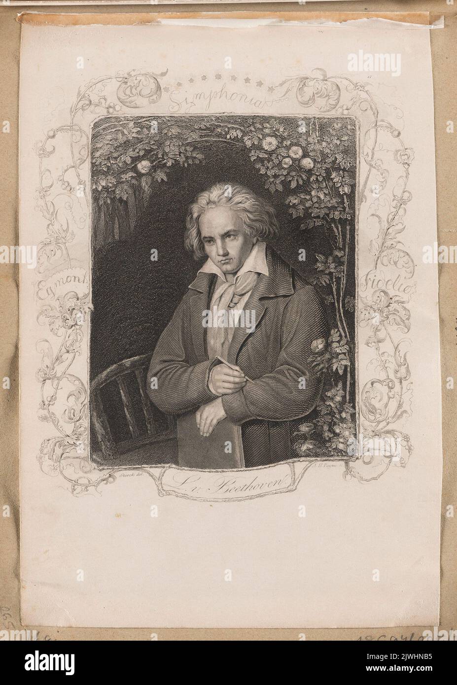 Portrait de Ludwig van Beethoven. Payne, Albert Henry (1812-1902), graphiste, Storck (fl. Ca 1840), dessinateur, dessinateur Banque D'Images