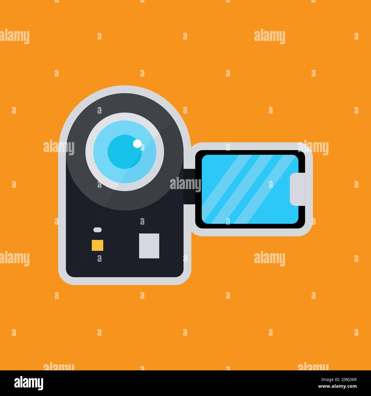 Icône de caméra vidéo. Icône en rapport avec l'électronique, technologie. Style d'icône plate. Convient aux autocollants et aux tirages. Conception simple modifiable Illustration de Vecteur