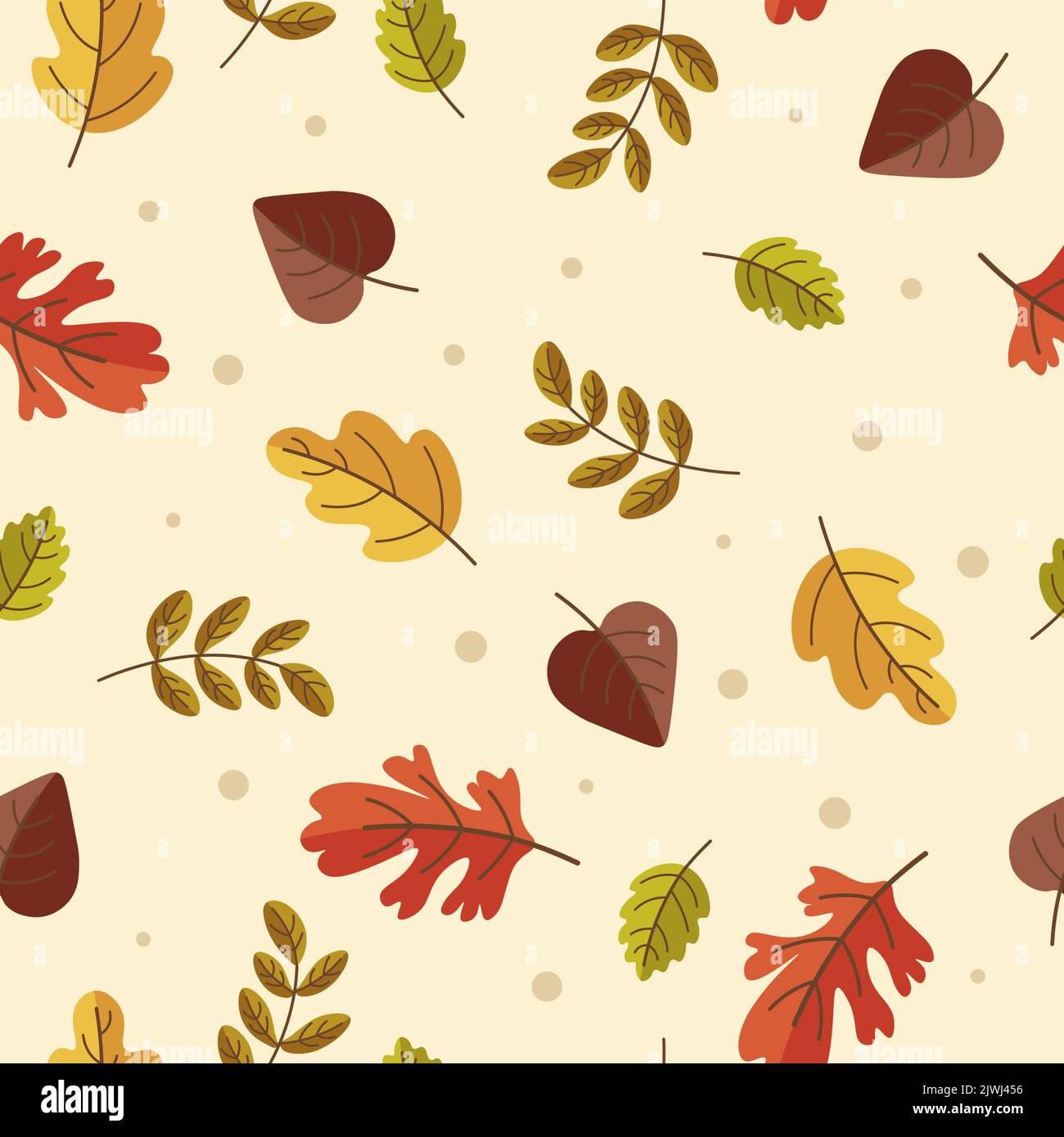 Collection de motifs d'automne plats avec feuilles colorées Illustration de Vecteur