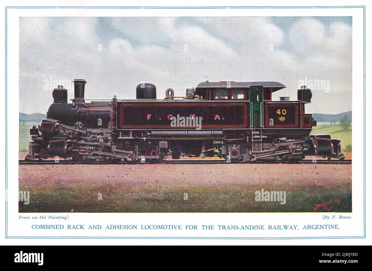 Locomotive combinée à crémaillère et à adhérence pour le chemin de fer Trans-Andine, Argentine. Banque D'Images