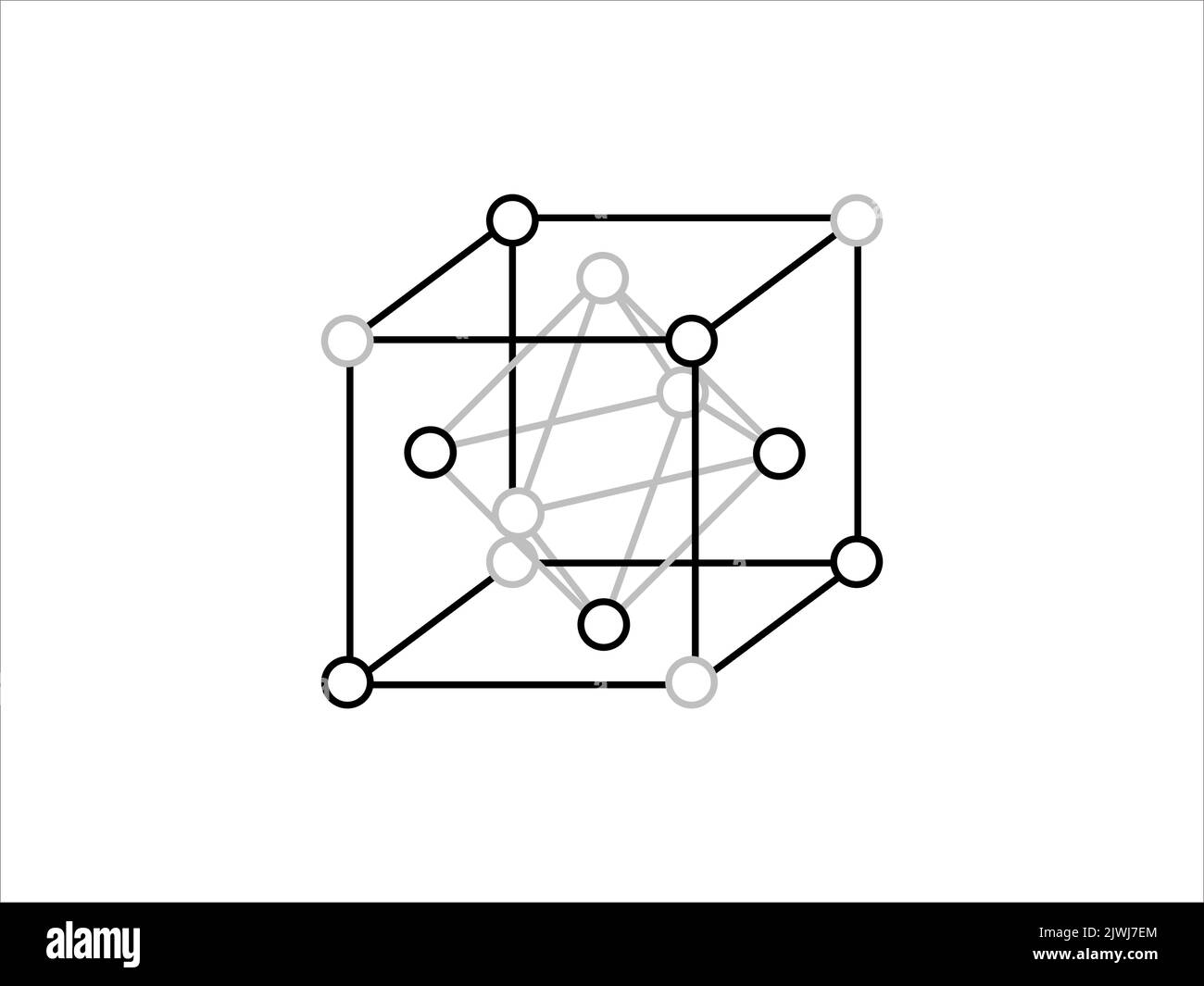 Réseau de cristaux volumétrique. La position des atomes dans un cristal. Illustration vectorielle. Illustration de Vecteur