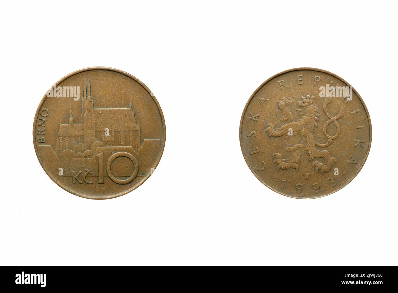 Ten Koruna coin, avant et arrière, Ceska republic, acier cuivré Banque D'Images