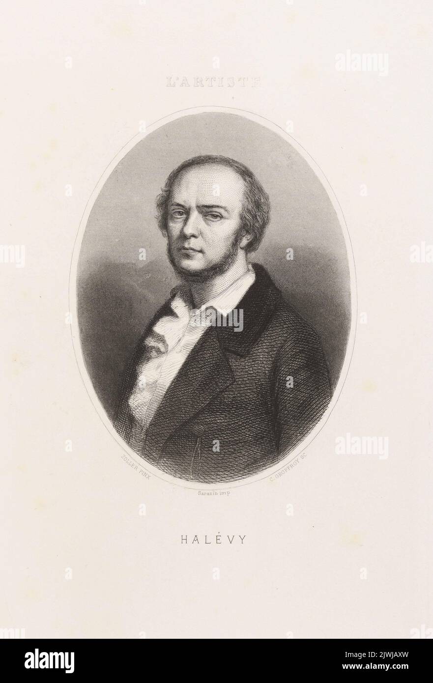 Portrait du compositeur français Jacques François Helevy. Sarazin (Paryż ; drukarnia ; fl. Ca 1846-1880), imprimerie, Geoffroy, Michel Charles (1819-1882), graphiste, Zoller, peintre Banque D'Images