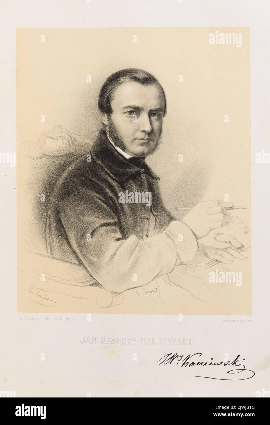 Portrait de Jan Ksawery Kaniewski du livre II "images polonaises". Lemercier, Rose Joseph (Paryż ; zakład litograficzny ; 1827-post 1899), atelier de lithographie, Fajans, Maksymilian (1827-1890), éditeur Banque D'Images