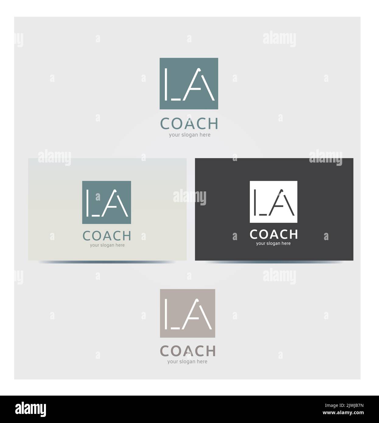 Lettre L et A icônes, initiales, monogramme, logo pour l'entreprise, maquette de carte en plusieurs couleurs Illustration de Vecteur