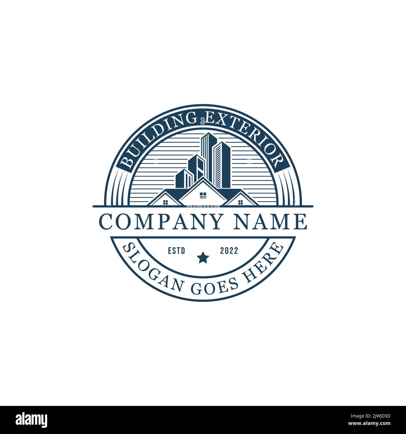 design extérieur de bâtiment de qualité supérieure, idéal pour l'immobilier, la construction, l'appartement, les inspirations de logo cityscape Illustration de Vecteur