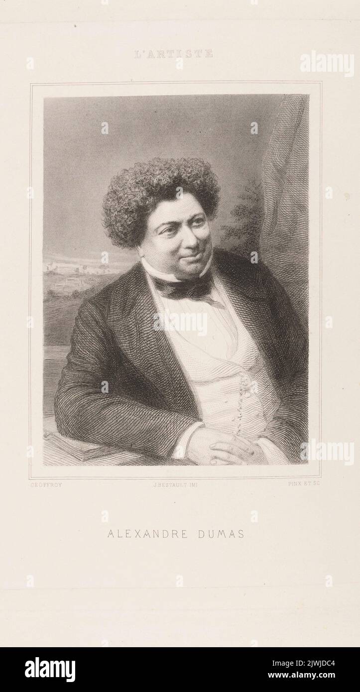 Portrait d'Alexandre Dumas. Bestault (Paryż ; zakład graficzny ; fl. Ca 1845-ca 1880), imprimerie, Geoffroy, Michel Charles (1819-1882), graphiste Banque D'Images