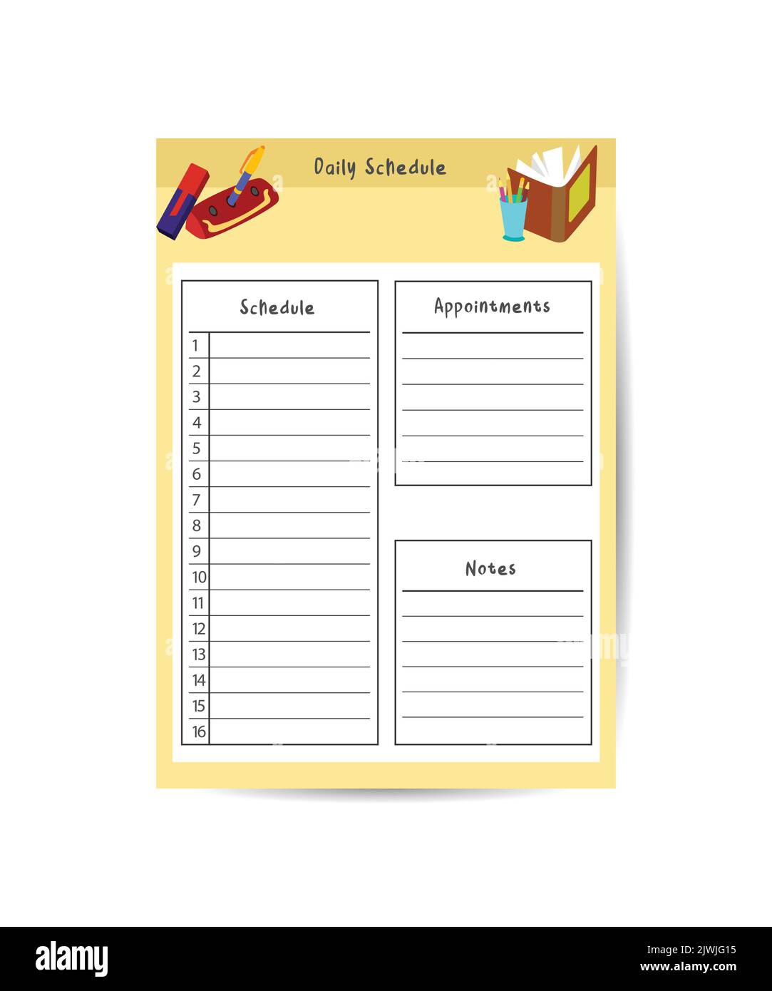 Calendrier de l'école migole mignon, modèle de planificateur quotidien ...
