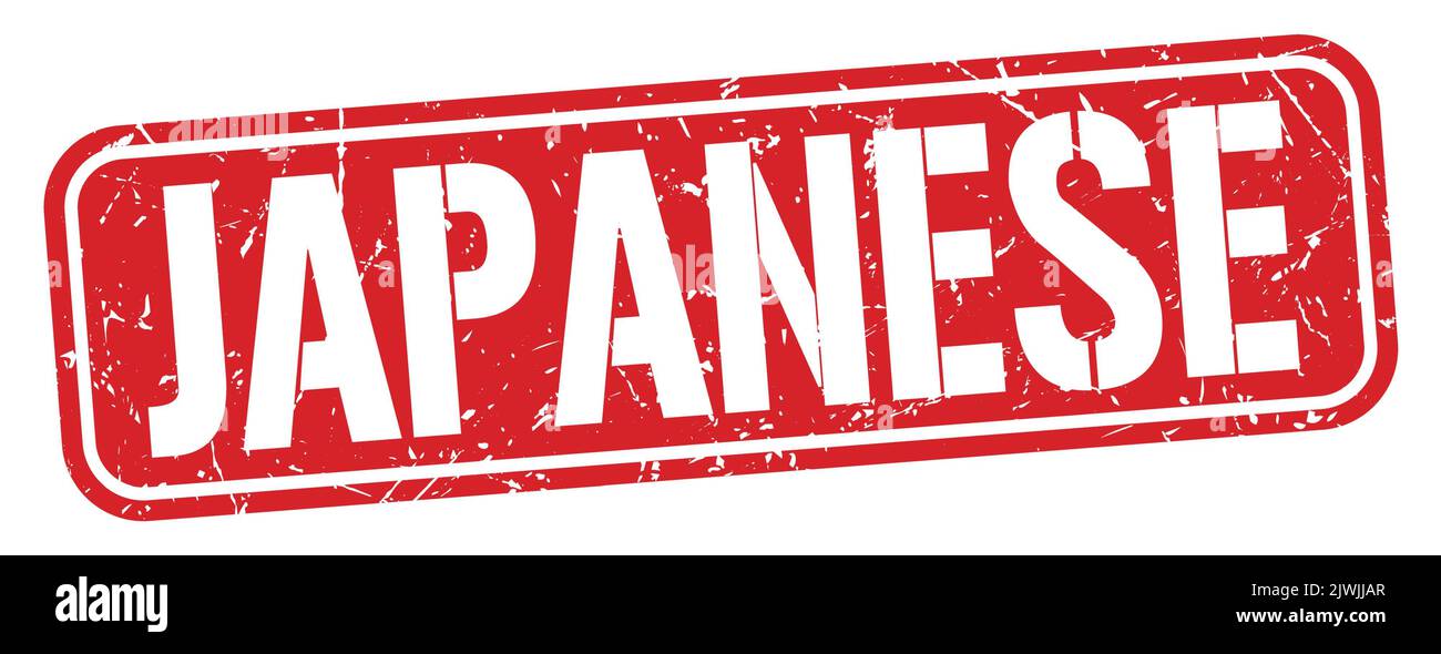 Texte JAPONAIS inscrit sur le timbre rouge grungy. Banque D'Images