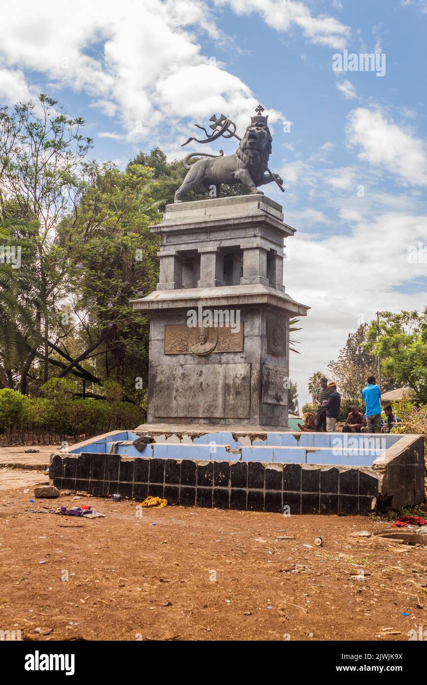 ADDIS-ABEBA, ÉTHIOPIE - 5 AVRIL 2019 : monument au Lion de Juda à Addis-Abeba, Éthiopie Banque D'Images