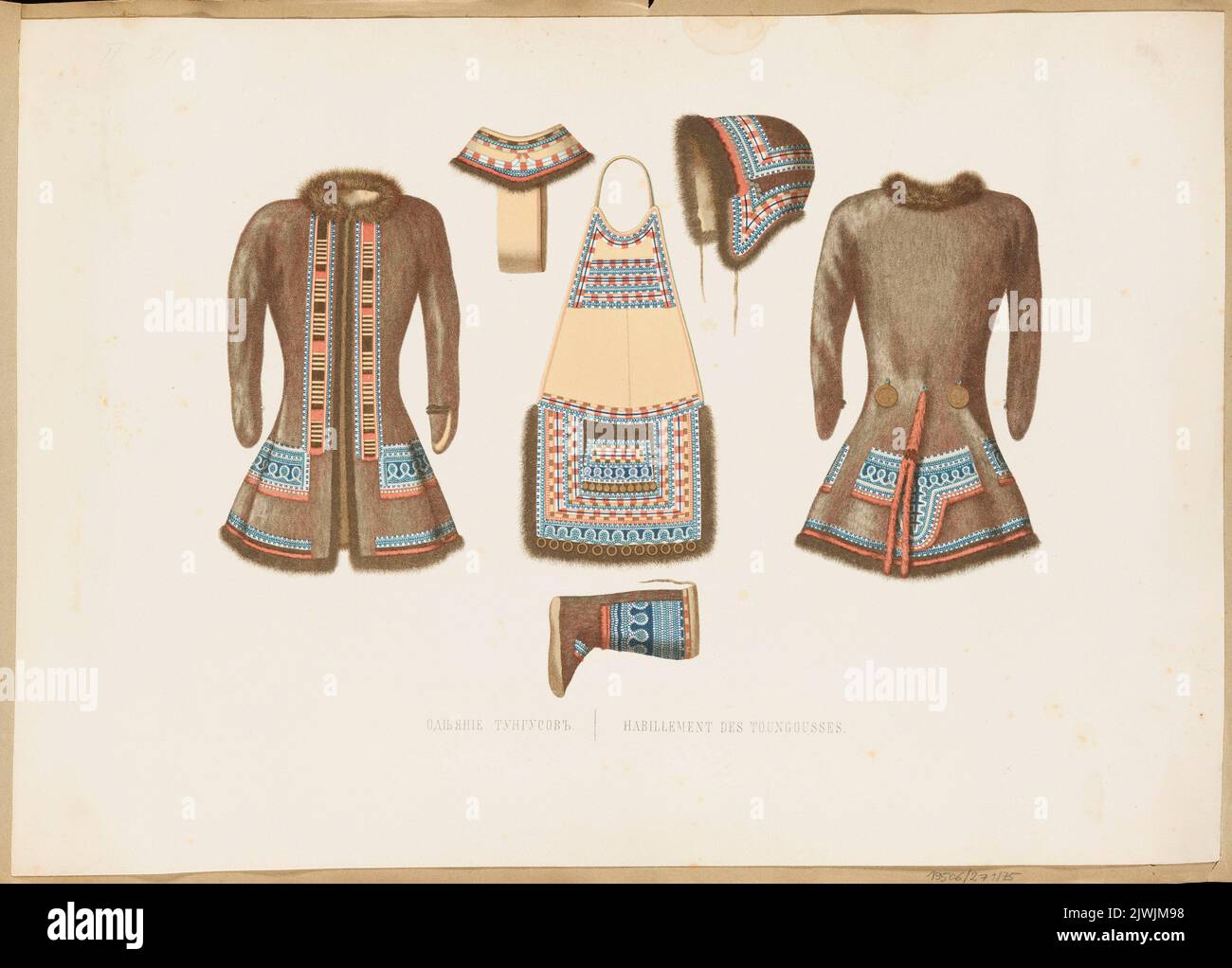 Costumes Tunguic. Draeger, F. (Moskwa ; zakład litograficzny ; ca 1850-1860), atelier de lithographie, Unknown, graphiste, Niemirowski, Leopold (1810-1883), dessinateur, caricaturiste Banque D'Images