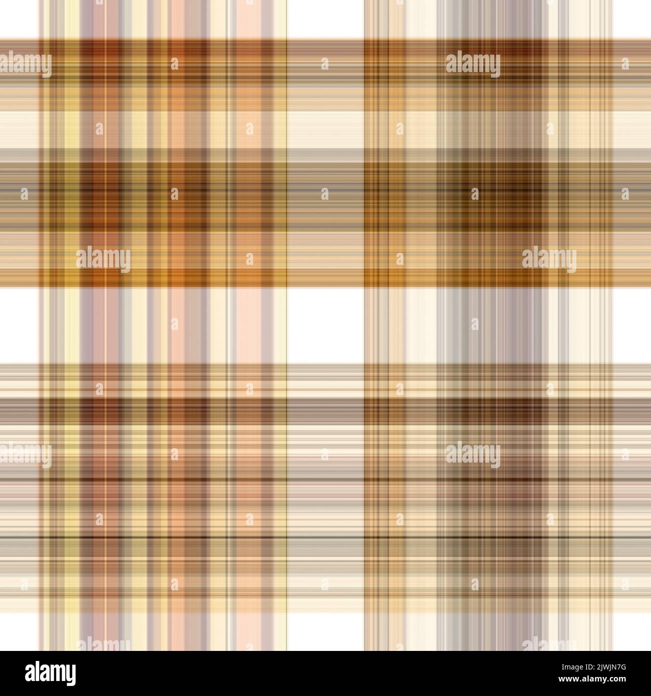 Tissu écossais blanc forêt à motif sans couture. Motif écossais de forêt automnale ton sur ton avec texture organique. Arrière-plan de bande orange pour papier peint rugueux. Banque D'Images