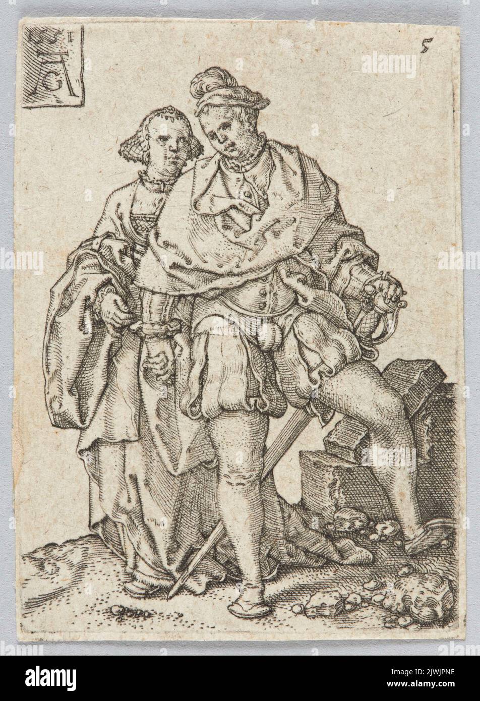 Couple dansant, du cycle des danseurs de mariage II Aldégraver, Heinrich (1502-1555/1561), graphiste Banque D'Images