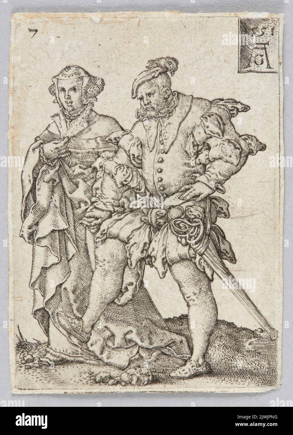 Couple dansant, du cycle des danseurs de mariage II Aldégraver, Heinrich (1502-1555/1561), graphiste Banque D'Images