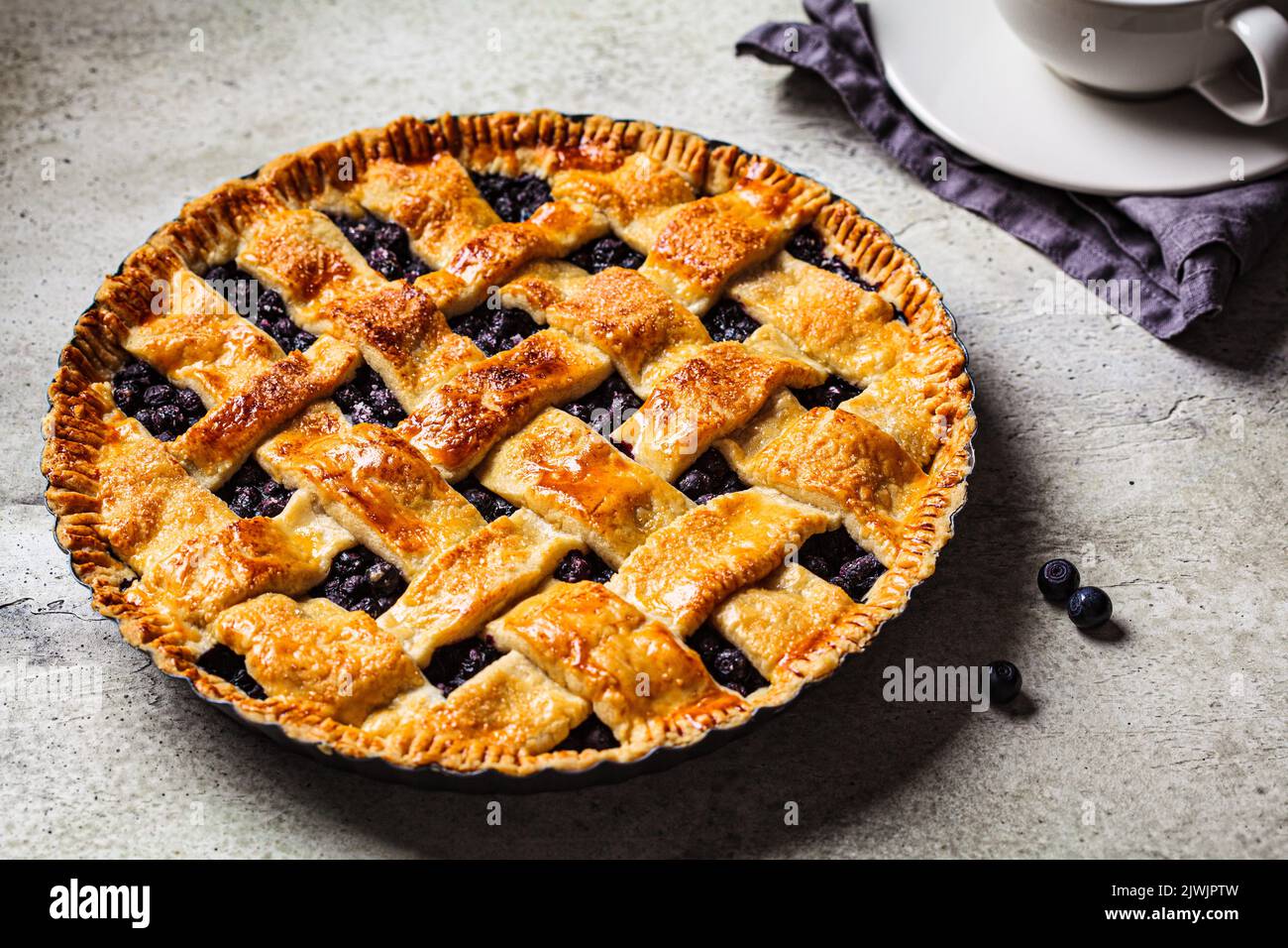 Tarte aux myrtilles maison. Recette de dessert d'automne. Concept alimentaire de Thanksgiving. Banque D'Images