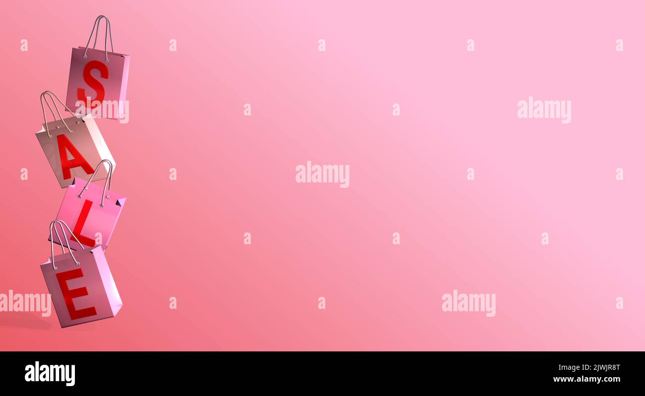 3D arrière-plan de vente bannière mode porte-sac sacs avec texte de vente et espace de copie arrière-plans idéaux pour la promotion publicitaire carte de vente ou événement de vente Banque D'Images