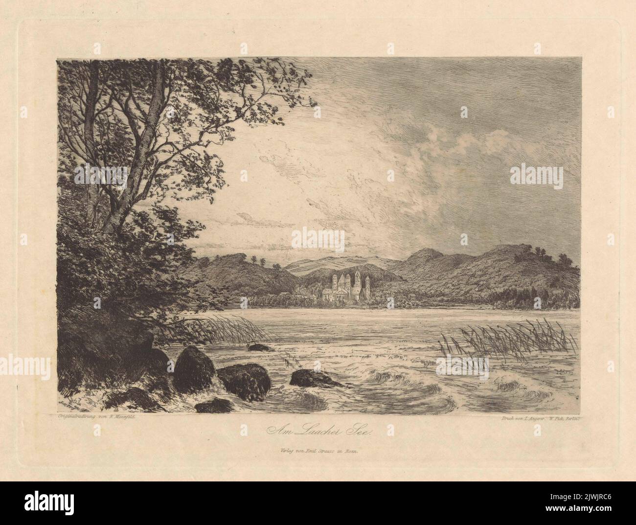 AM Laacher Voir. Angerer, Ludwig (Londyn, Berlin, Wiedeń ; wydawnictwo ; fl. 1849-1930), imprimerie, Mannfeld, Bernhard (1848-1925), graphiste, Verlag Emil Strauss (Bonn ; wydawnictwo ; fl. Ca 1850-1905), maison d'édition Banque D'Images