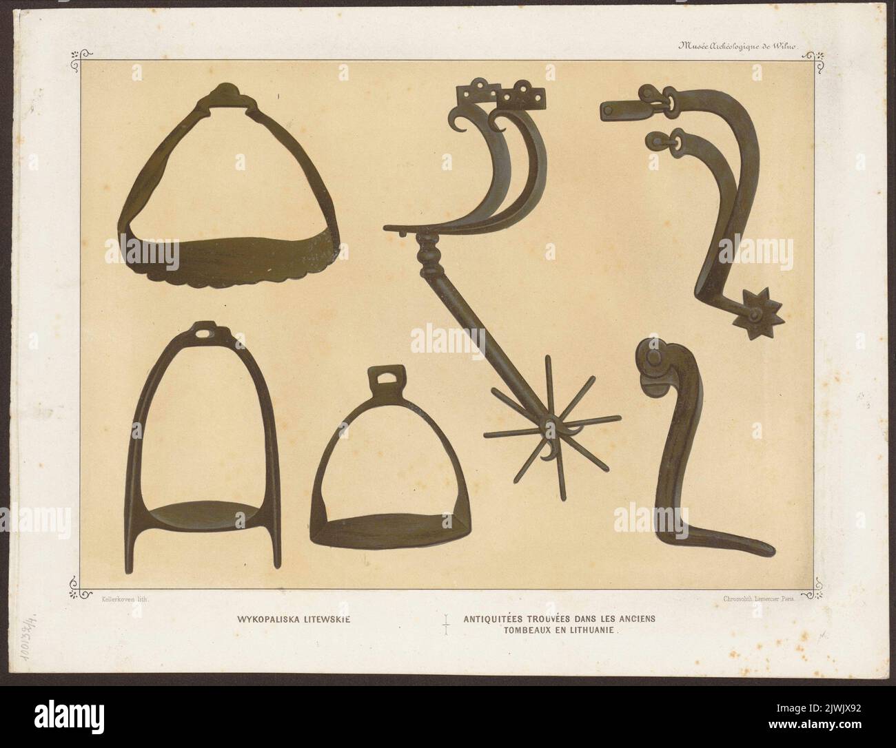 Wykopaliska litewskie. Lemercier, Rose Joseph (Paryż ; zakład litograficzny ; 1827-post 1899), atelier de lithographie, Kellerhoven, Franz (vers 1814-1872), graphiste, Wilczyński, Jan Kazimierz (1806-1885), éditeur Banque D'Images