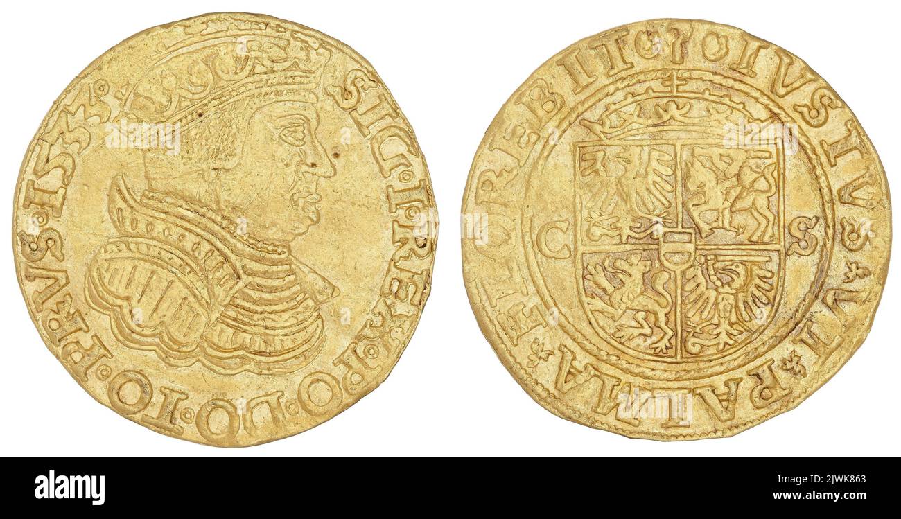 ducat. Zygmunt i Stary (król polski ; 1506-1548), règle, Tarnowski Spytko (ca. 1484-1553), grand trésorier de la Couronne Banque D'Images