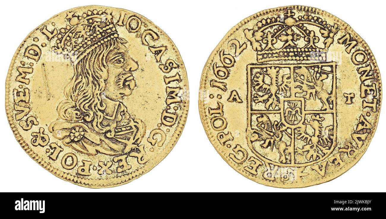 ducat. Tymf Andrzej (fl. 1650-1668), locataire de la monnaie, Jan II Kazimierz Waza (król Polski ; 1648-1668), dirigeant, Krasiński, Jan Kazimierz (fl. 1659-1668), grand trésorier de la Couronne Banque D'Images