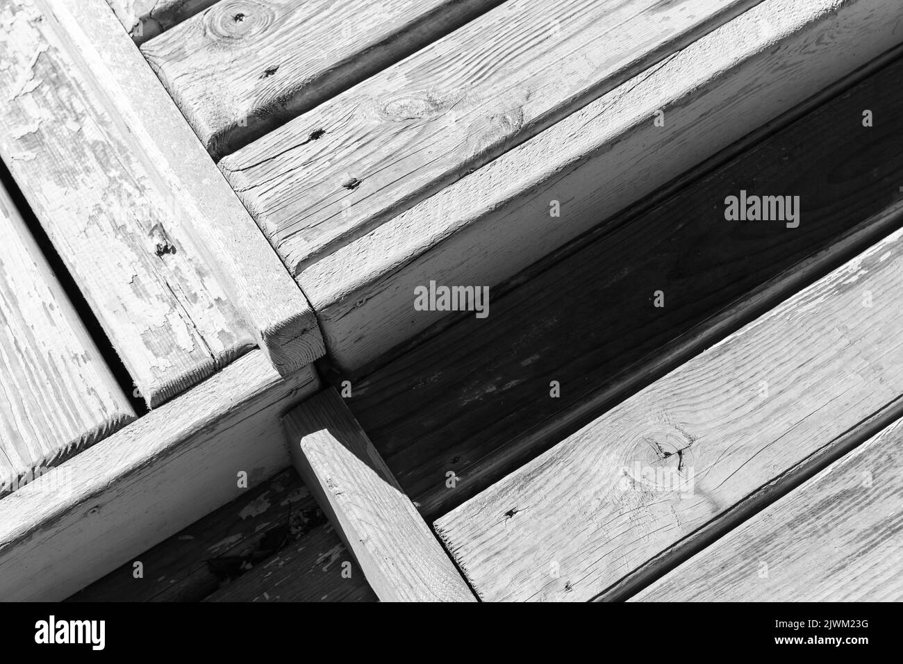 Construction abstraite en bois, détails sur le parquet en panneaux blancs Banque D'Images