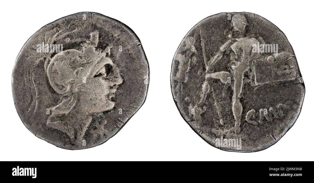 denarius. Publicius Malleolus, C. (fl. 96 c.a. ?; 80 a.C.), responsable monétaire, Republika Rzymska, émetteur Banque D'Images