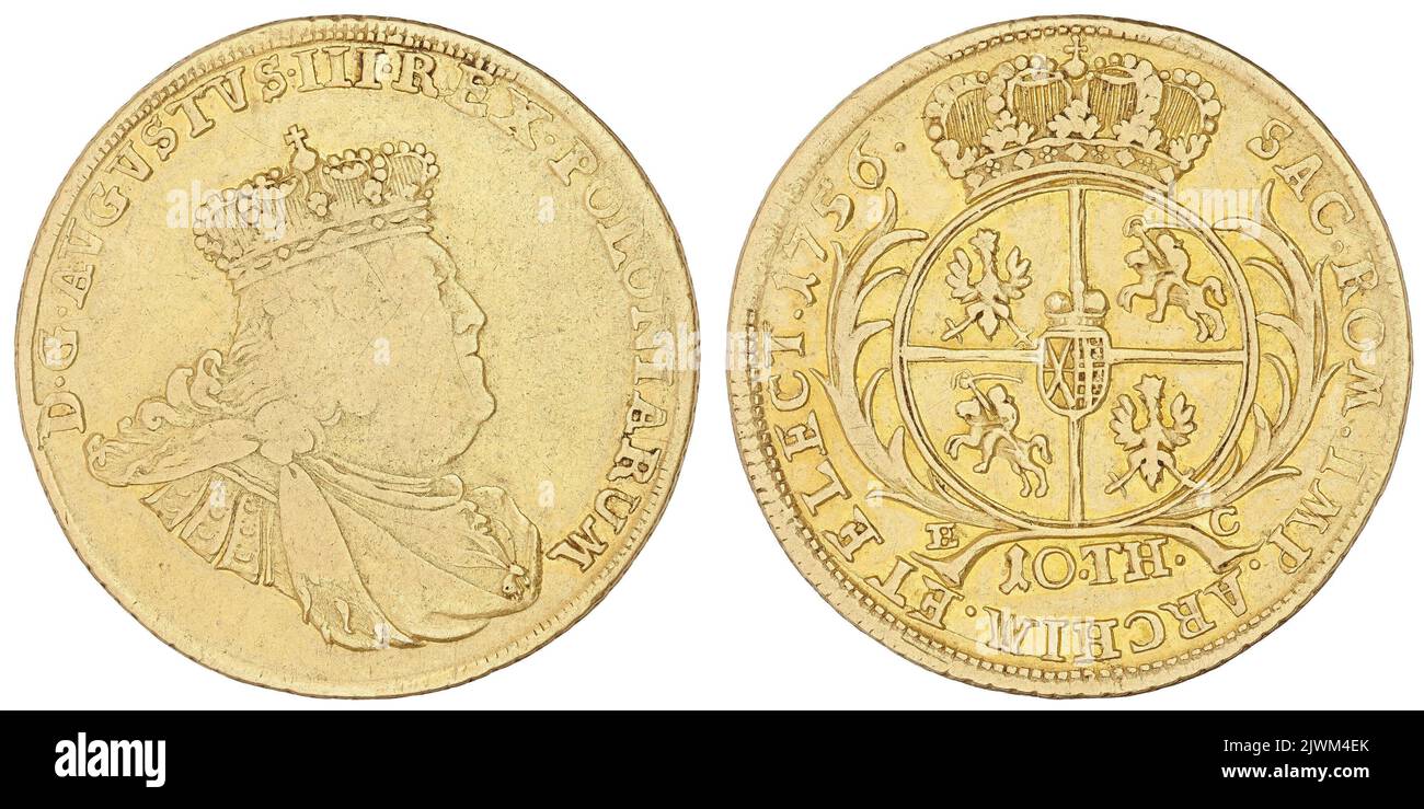 2 août d'or. Août III SAS (król polski ; 1733-1763), règle, Croll, Ernest Dietrich (fl. 1753-1763), moneyer Banque D'Images