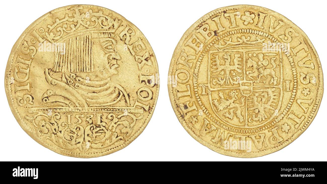 ducat. Decjusz, Jost Ludwik (fl. 1528-1535), gérant de menthe, Zygmunt i Stary (król polski ; 1506-1548), dirigeant Banque D'Images
