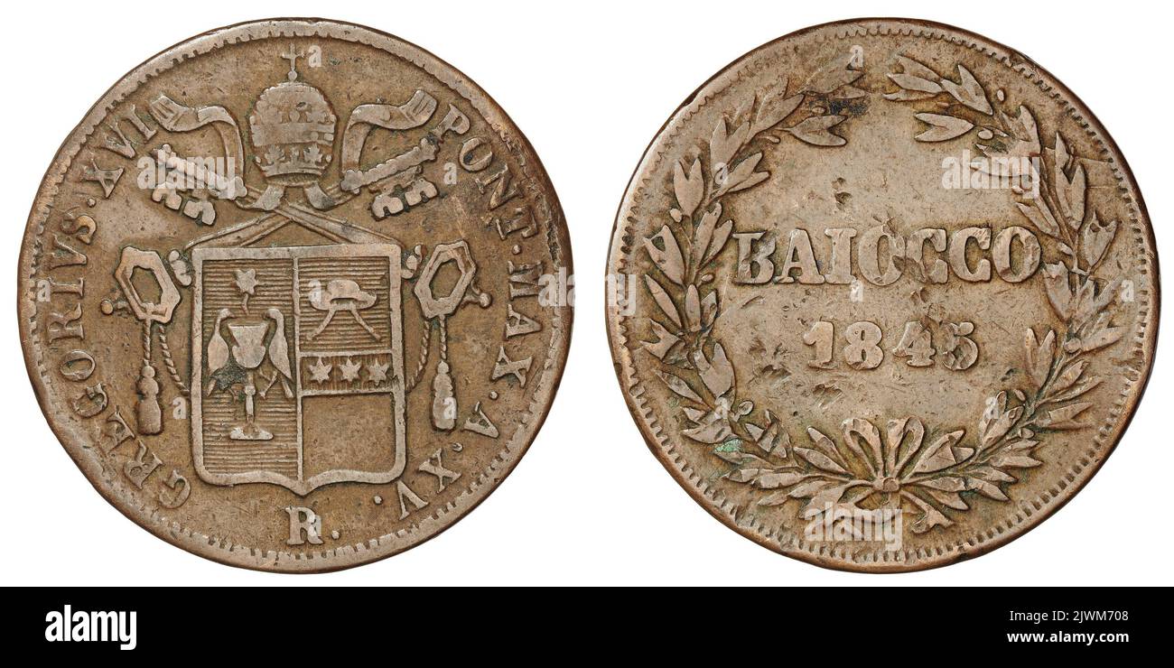 baiocco. Grzegorz XVI (papież ; 1831-1846), dirigeant, Państwo Kościelne, émetteur Banque D'Images