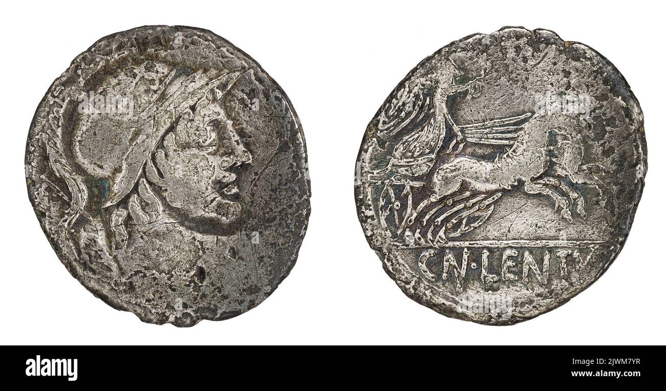 denarius. Cornelius Lentulus Clodianus, CN. (fl. 88 a.C.; 72 a.C.), responsable monétaire, Republika Rzymska, émetteur Banque D'Images