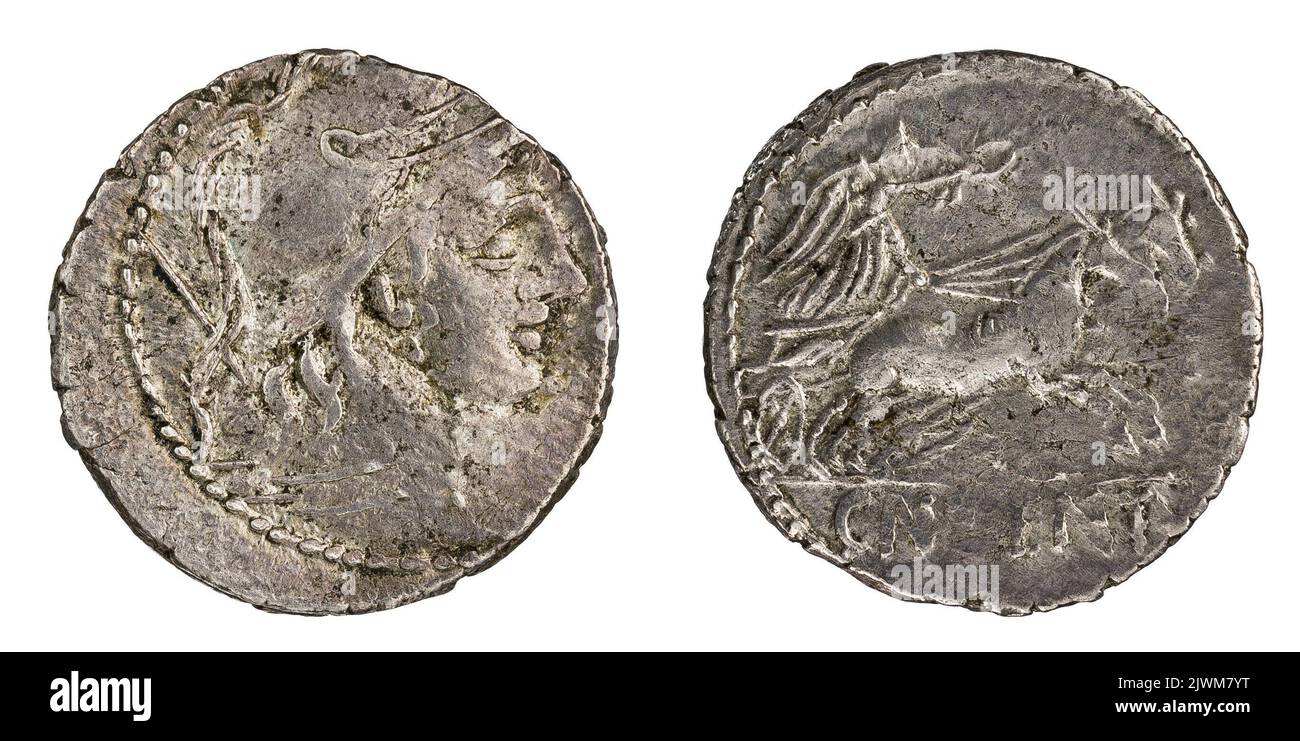 denarius. Cornelius Lentulus Clodianus, CN. (fl. 88 a.C.; 72 a.C.), responsable monétaire, Republika Rzymska, émetteur Banque D'Images