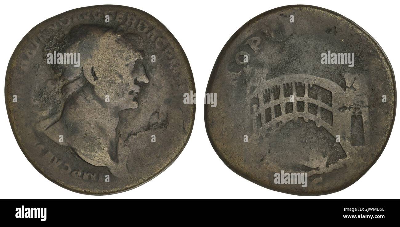 sestertius. Trajan (cesarz rzymski ; 98-117), empereur Banque D'Images