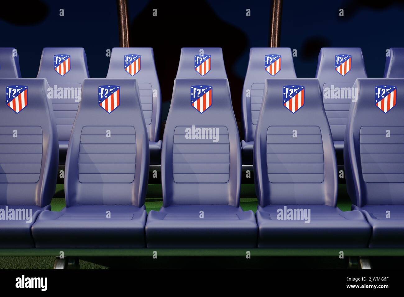 Club de football Atletico de Madrid. Remplacer la banquette. 3D rendu Banque D'Images