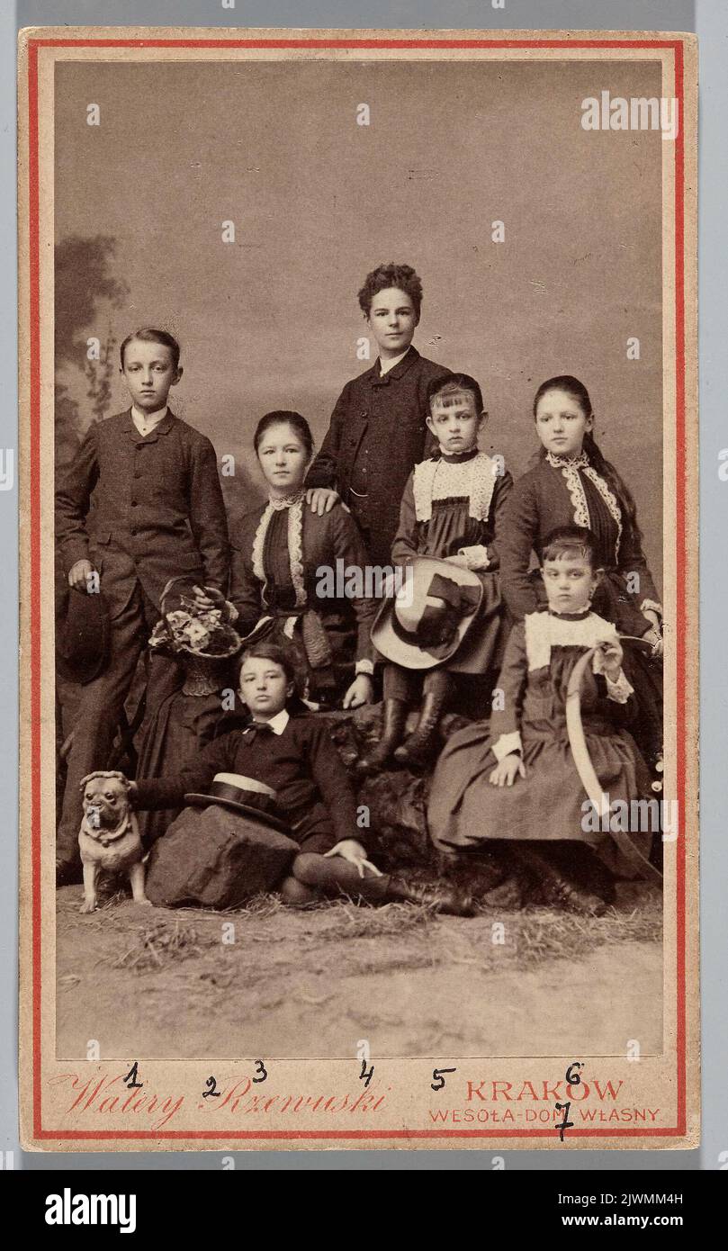 Sept enfants – quatre de Róża Krasińska nee Potoka, 2 c. Raczyńska, deux d'Artur Potocki et d'Adam Zamoyski. Rzewuski, Walery (1837-1888), photographe Banque D'Images