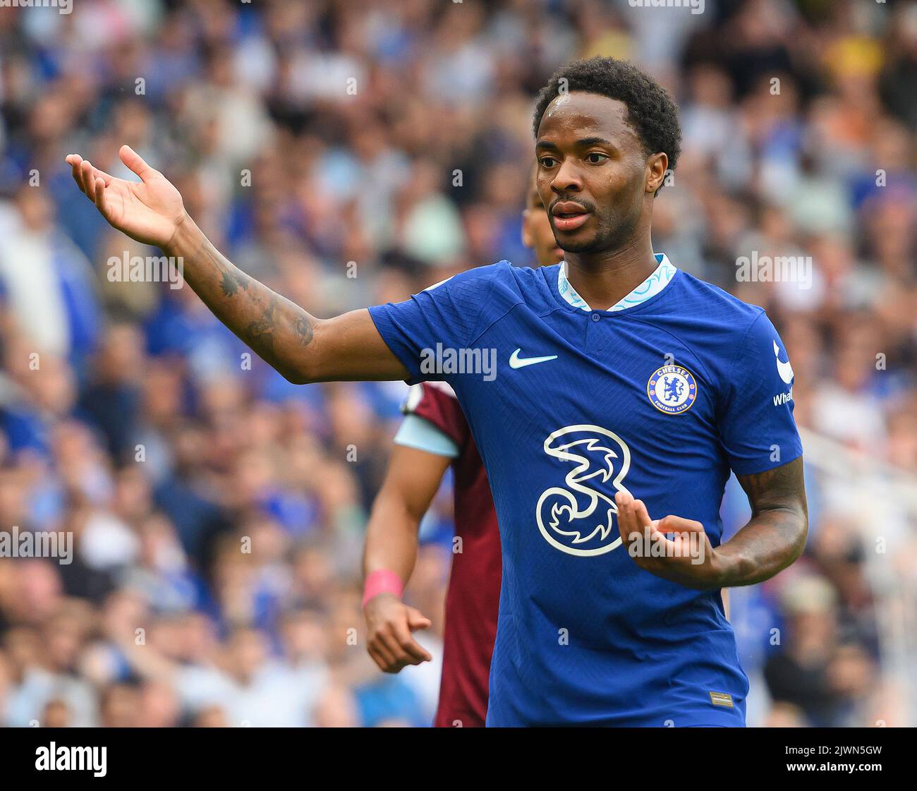 03 septembre 2022 - Chelsea v West Ham United - Premier League - Stamford Bridge Raheem Sterling de Chelsea pendant le match au Stamford Bridge. Image : Mark pain / Alamy Live News Banque D'Images