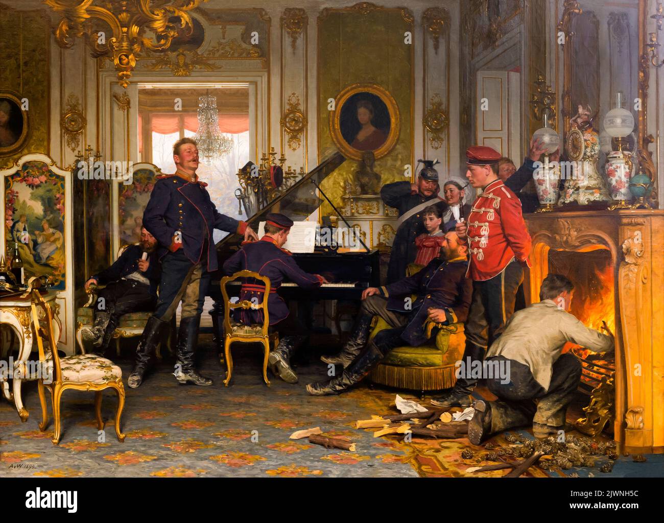 A Billet en dehors de Paris, Anton von Werner, 1894, Alte Nationalgalerie, Berlin, Allemagne, Europe Banque D'Images