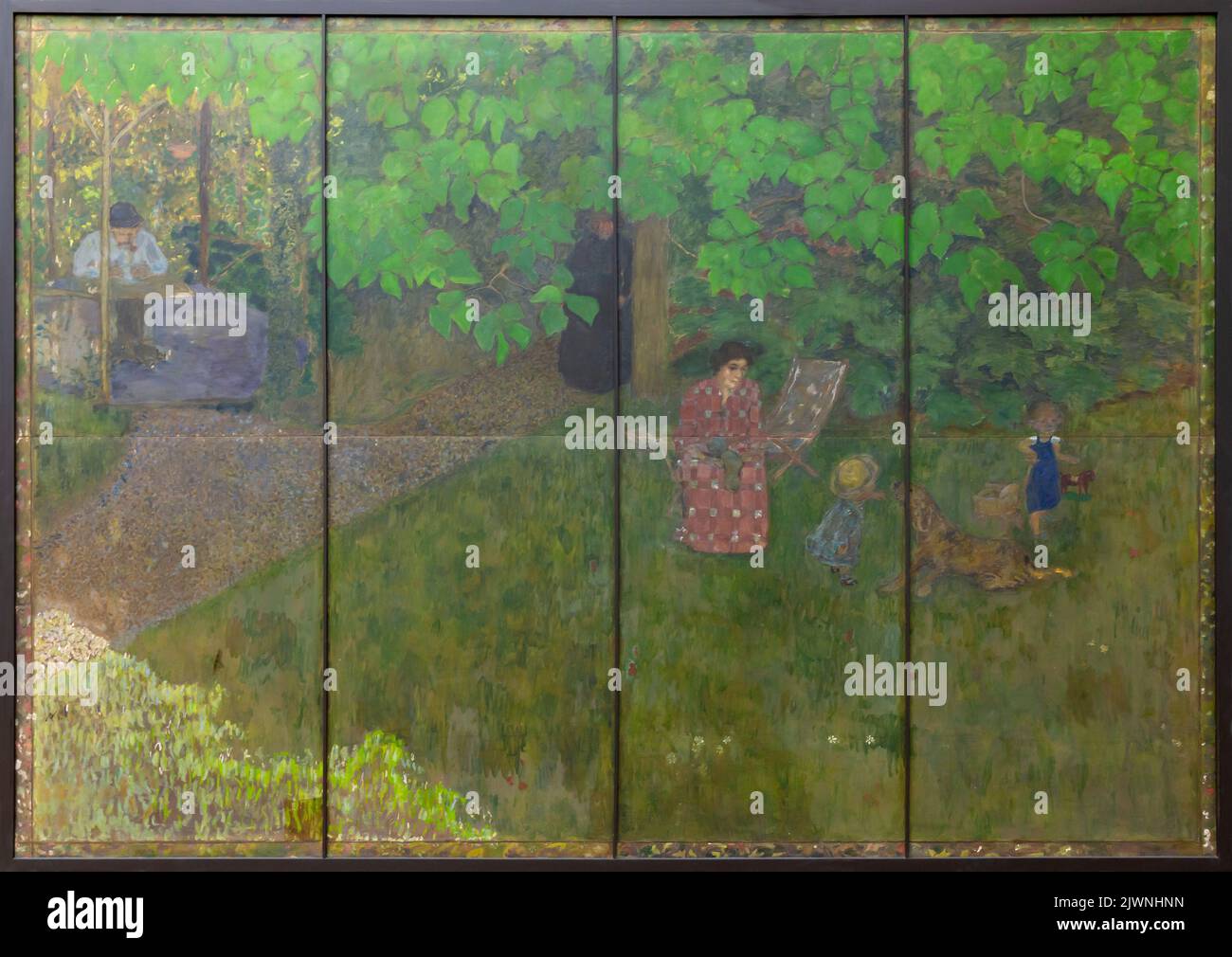 La famille du compositeur Claude terrasse dans le jardin, Pierre Bonnard, 1896, Alte Nationalgalerie, Berlin, Allemagne, Europe Banque D'Images