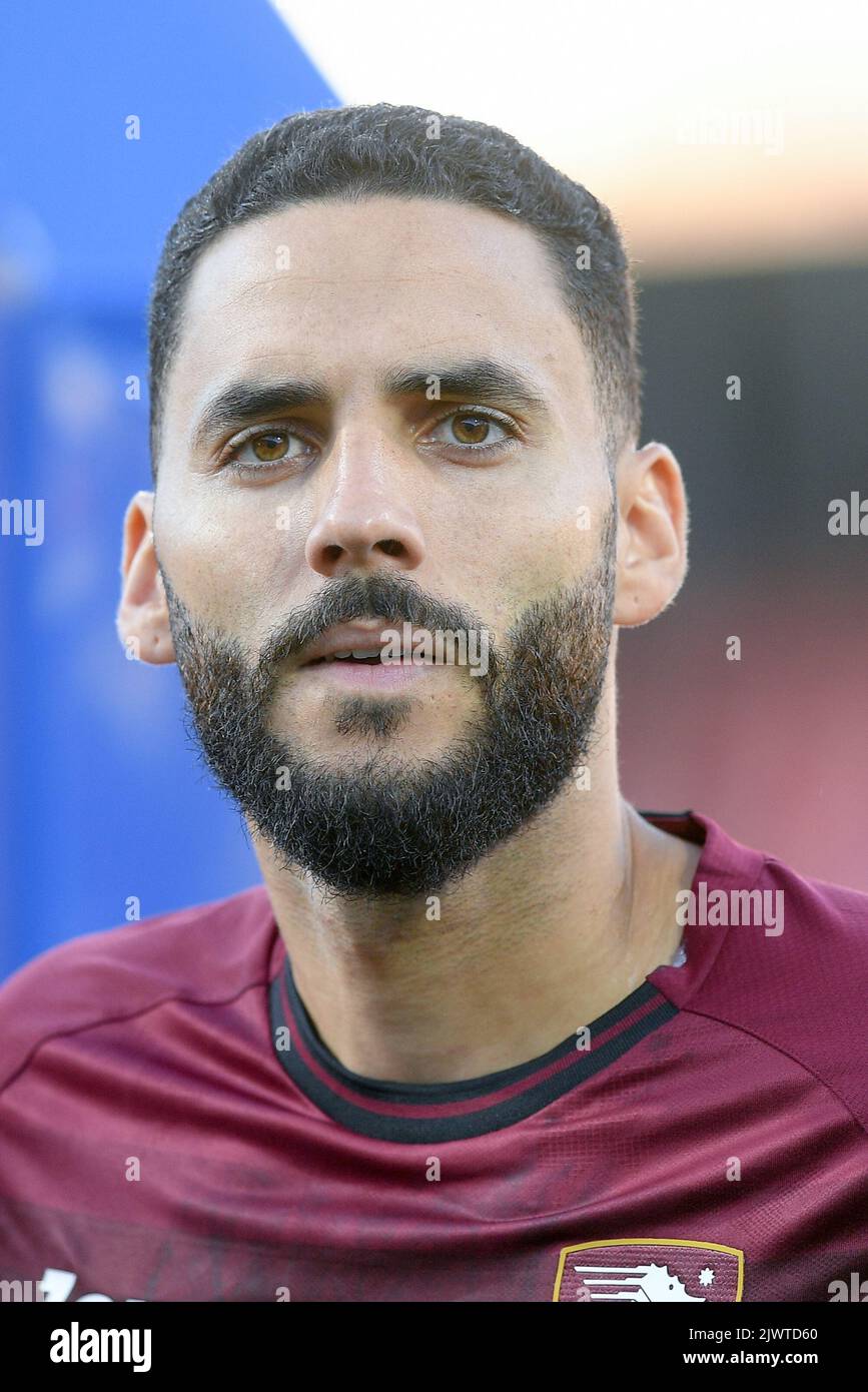 Salerno, Italie. 05th septembre 2022. Dylan Bronn des États-Unis de Salernitana regarde pendant la série Un match entre les États-Unis Salernitana 1919 et Empoli au Stadio Arechi, Salerno, Italie, le 5 septembre 2022. Credit: Giuseppe Maffia/Alay Live News Banque D'Images