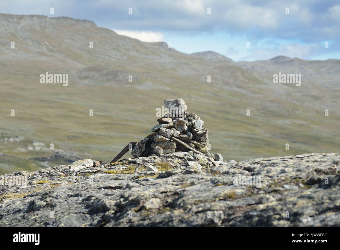 Cairn dans une zone de montagne en Norvège Banque D'Images