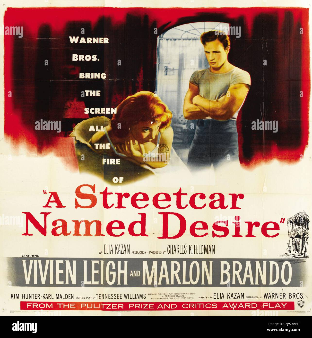 Une voiture de rue nommée Desire (Warner Brothers, 1951). Affiche de film six feuilles - FEAT Marlon Brando et Vivien Leigh Banque D'Images