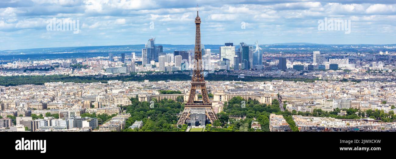 Paris Tour Eiffel voyage Voyage panoramique de haut en haut de la vue en France Banque D'Images