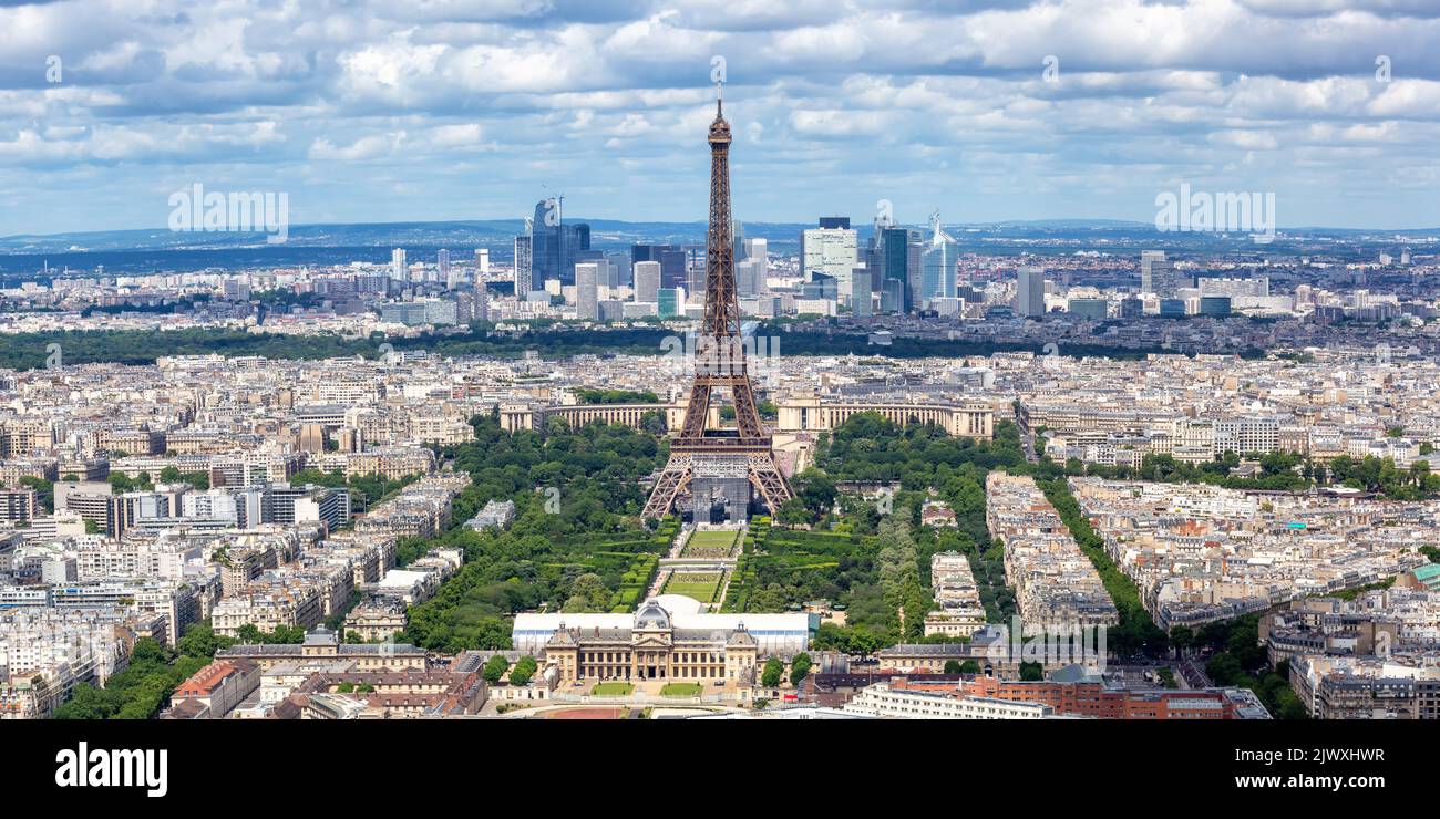 Paris Tour Eiffel voyage Voyage panoramique de haut en haut de la vue en France Banque D'Images