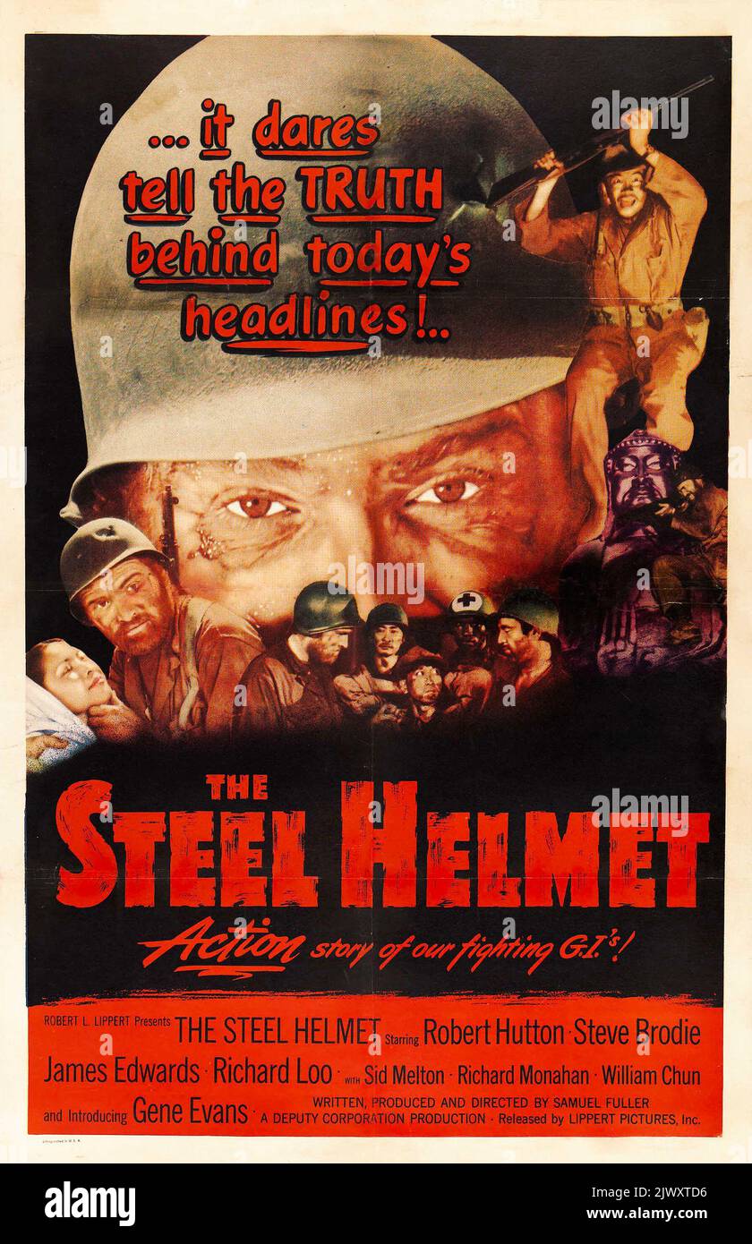 The Steel Helmet (affiche de 1951) affiche de film ancienne. Film de guerre. Robert Hutton, Steve Brodie. Banque D'Images