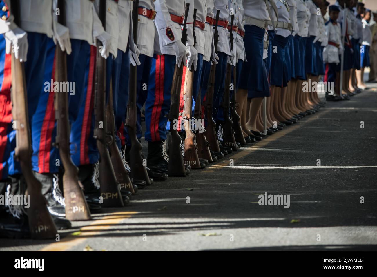 Salvador, Bahia, Brésil - 7 septembre 2016 : élèves de l'école de police militaire lors d'un défilé militaire commémorant l'indépendance du Brésil Banque D'Images