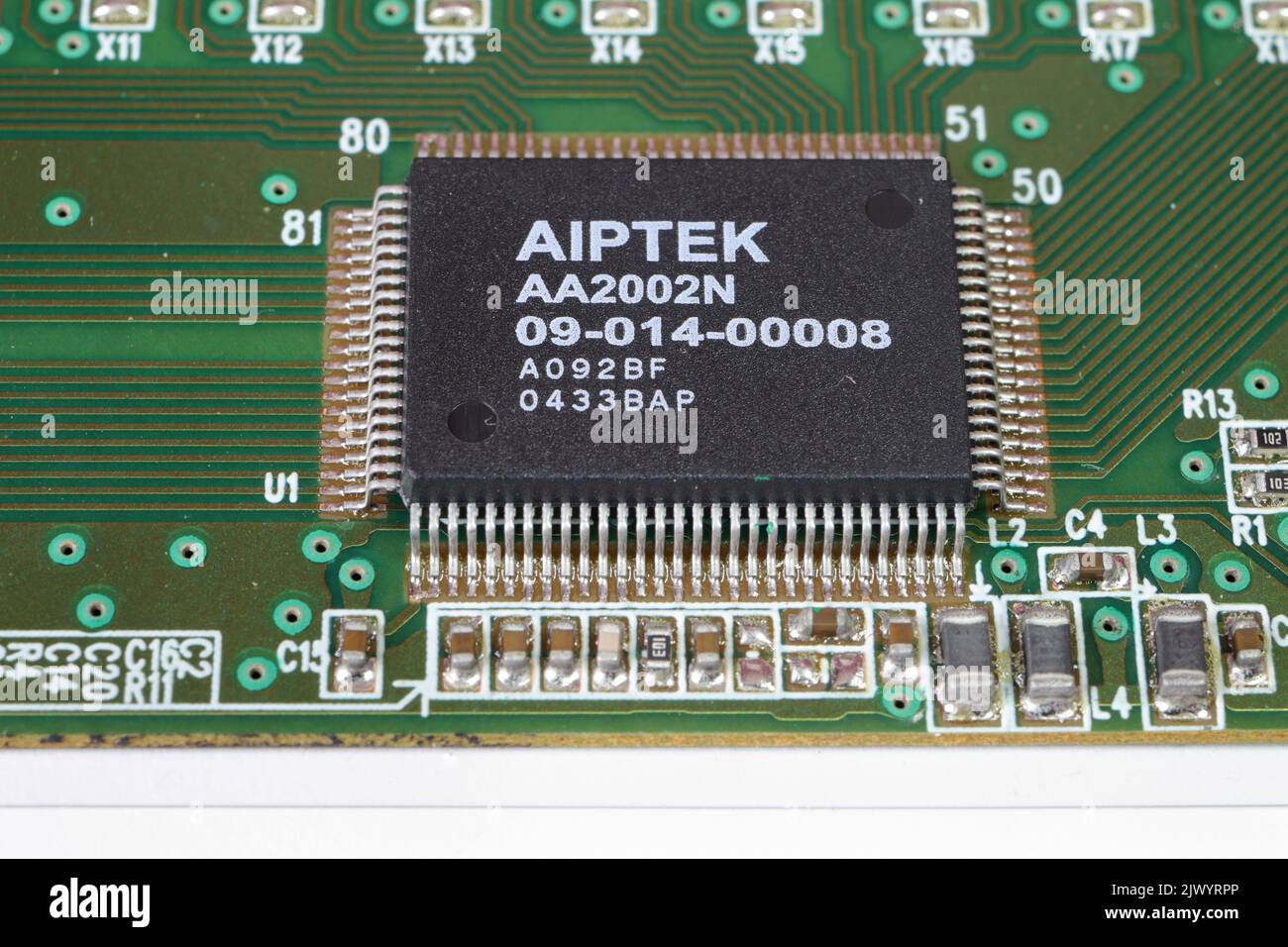 Circuit intégré du microprocesseur sur la carte électronique Banque D'Images