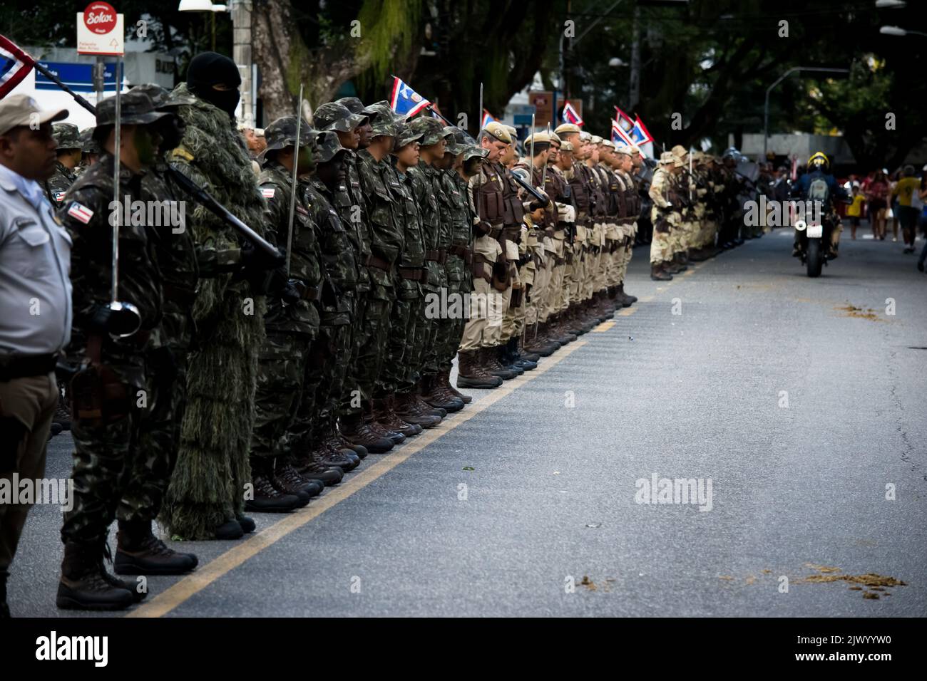 Salvador, Bahia, Brésil - 7 septembre 2016 : soldats des forces spéciales de police militaire lors d'un défilé militaire commémorant l'indépendance de Banque D'Images