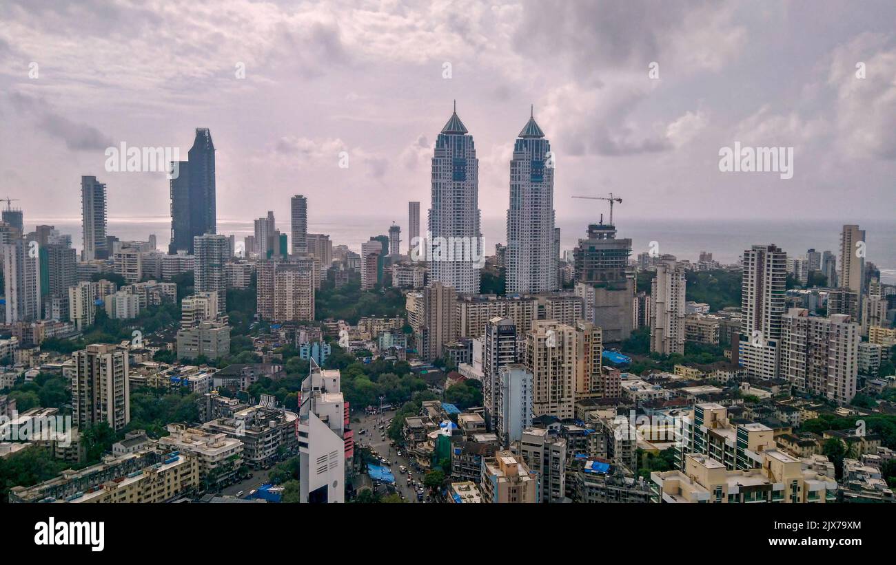 Mumbai, Maharashtra / Inde - 11 septembre 2018 : Sud Mumbai Tardeo zone angle supérieur vue aérienne Banque D'Images